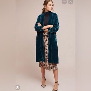 cupcakes & cashmere Teal Velvet Trench Coat